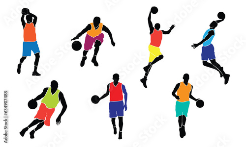  basketball player silhouette vector illustration. Good for sport graphic resources.