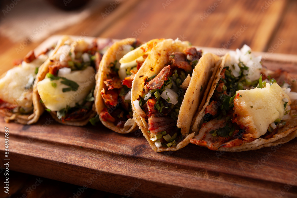 Tacos al pastor. Also known as Tacos de Trompo, they are the most