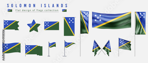 Solomon Islands flag set, flat design of flags collection