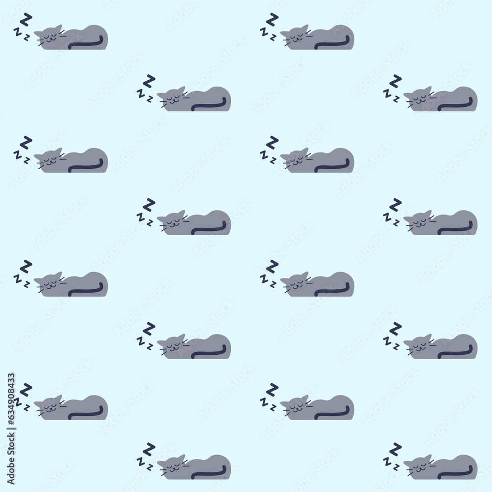 Cute Grey British Cat Sleeping Vector Seamless Pattern Cute Grey British Cat Sleeping Vector Seamless Pattern