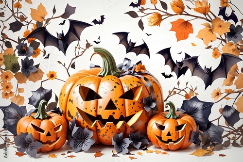 halloween theme image, white background,  created by ai generated photo