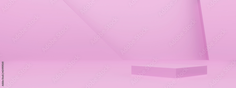 Naklejka premium 3D pink geometric podium. Pink background