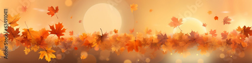 Autumn Flurry of Maple Leaves, Falling Foliage on Seasonal Background