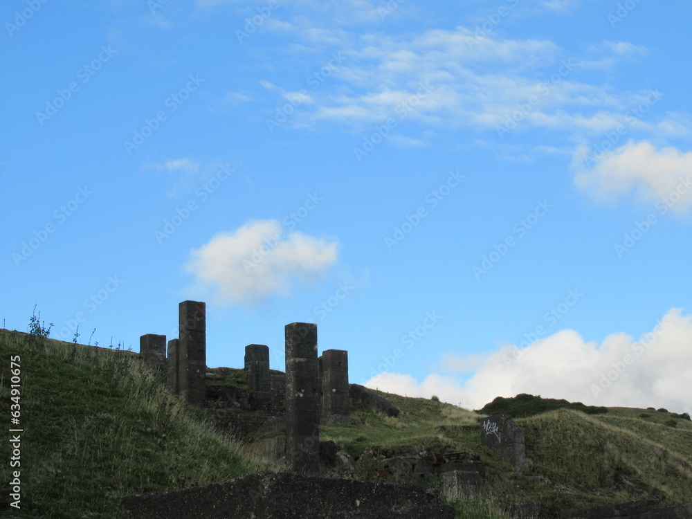 ruins of building pointing twoards sky