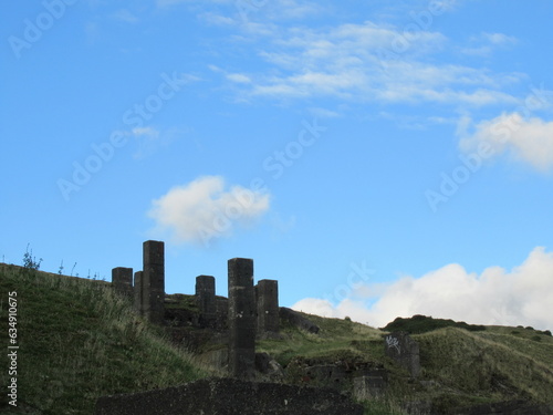 ruins of building pointing twoards sky