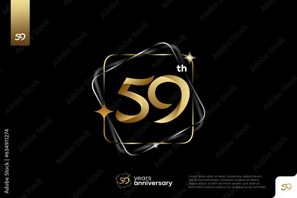 Number 59 Design Gold number 59 logo icon design on black background, 59th birthday logo ...