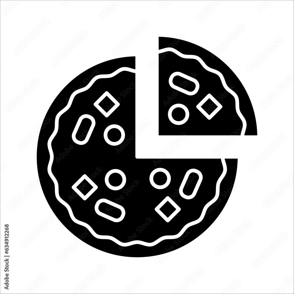 Pizza with one slice separated linear icon. vector illustration on white background Pizza with one slice separated linear icon. vector illustration on white background