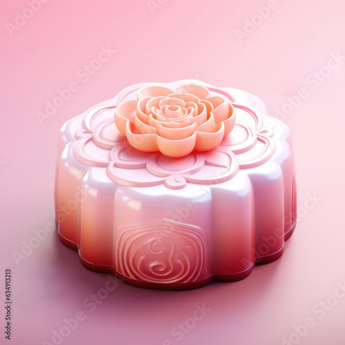 Mid-autumn festival moon cake, traditional festival food 3d rendering