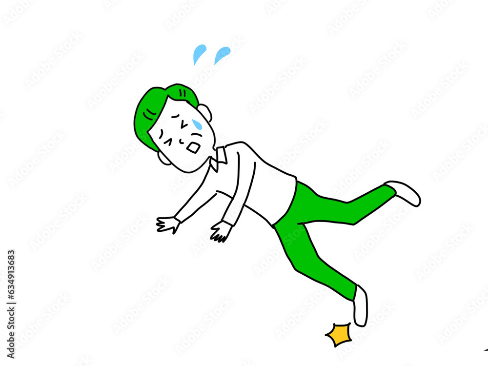 Obraz premium 男性 つまづく シニア イラスト