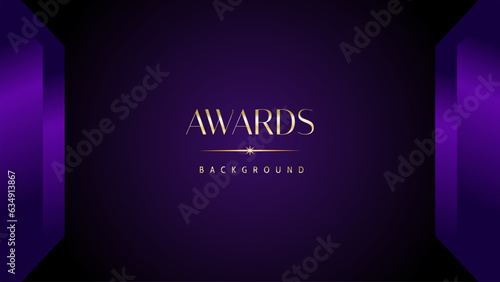 Dark purple golden royal awards graphics background. Elegant modern template with classy shine.
