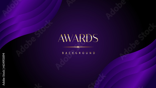 Dark purple golden royal awards graphics background. Elegant modern template with classy shine.