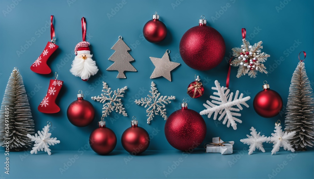 Christmas flay lay pattern background winter holiday concept