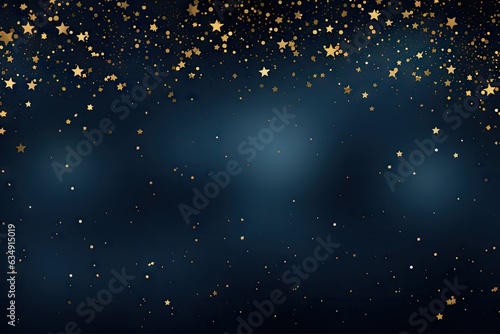 gold star glitter on a dark blue or navy background with golden sparkling circles. copy space