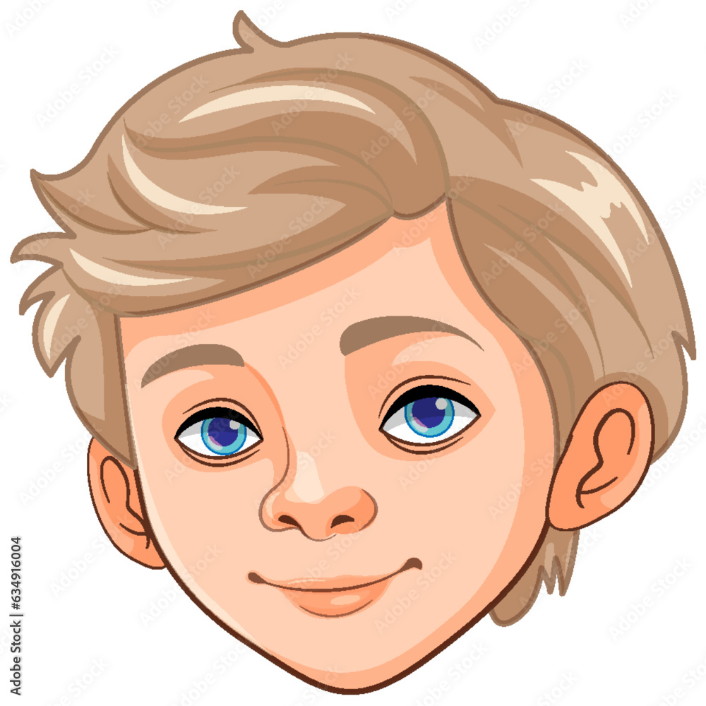 Blond Man's Face Cartoon Illustration