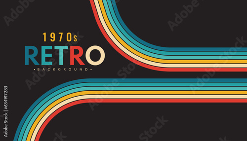 Abstract minimalist retro background with rounded stripe elements. Retro wallpaper. Vector illustration for design. 1970s-style concept.