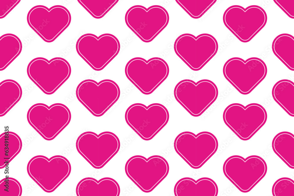 Repeat background doll style. Seamless pattern with pink heart. Flat vector illustration Repeat background doll style. Seamless pattern with pink heart. Flat vector illustration