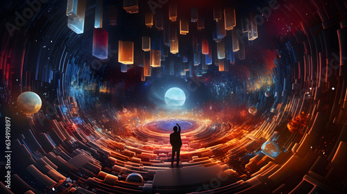 Virtual reality of Artificial Intelligence. Generated AI