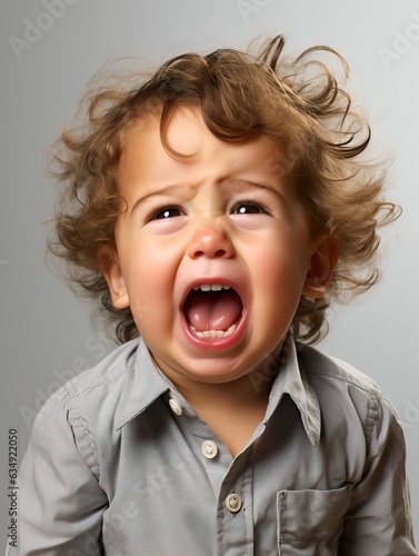 Cute little child crying, g...