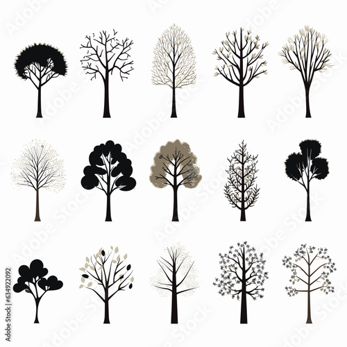 set minimalist vector illustration of tree