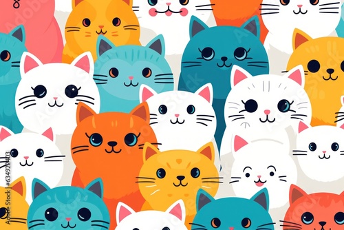 Cats seamless pattern wallpaper Generative AI.
