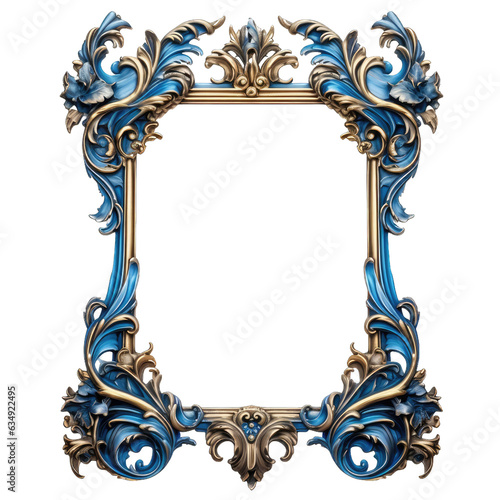 Blue Frame. Transparent Inside and Background 16