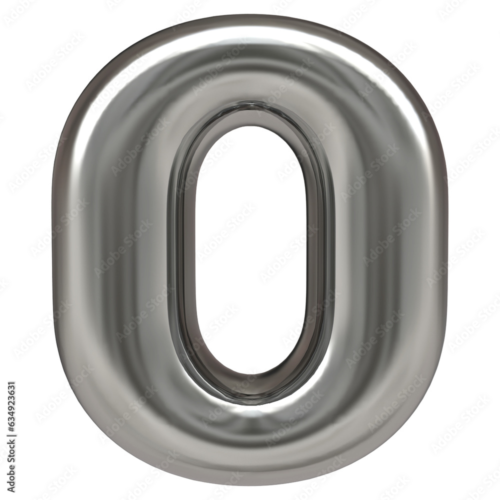 Balloon Number 0 Silver Render Balloon Number 0 Silver Render