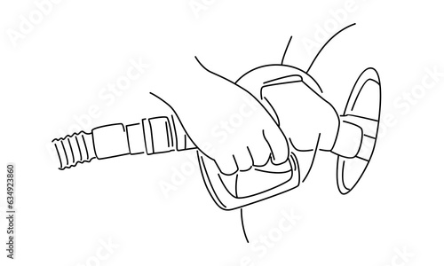 line art of refueling car at gas station
