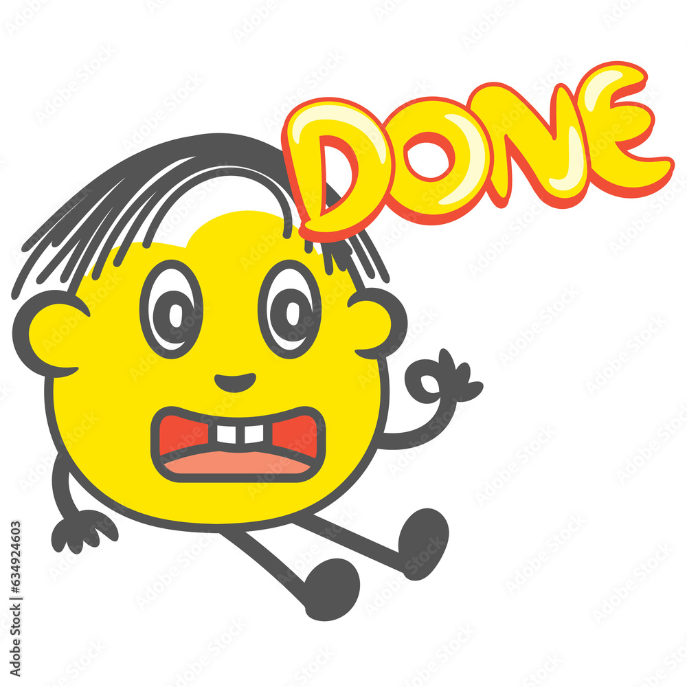 Fototapeta premium Done round yellow cartoon gesture