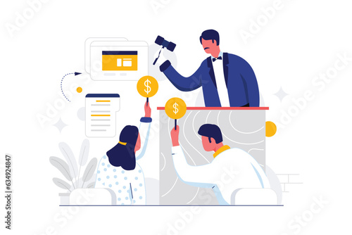 Auction In Business - Flat Vector