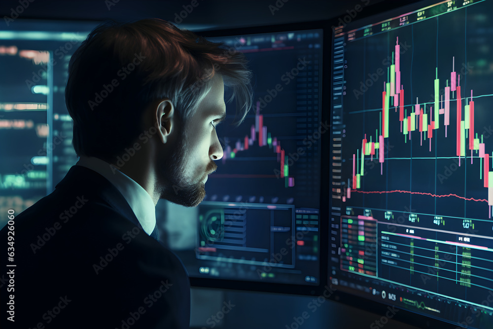 financial charts overlay with background of Portrait of Stock Market Trader Doing Analysis of Investment Charts, Graphs. Financial Analyst, Digital Entrepreneur Successfully Trading financial charts overlay with background of Portrait of Stock Market Trader Doing Analysis of Investment Charts, Graphs. Financial Analyst, Digital Entrepreneur Successfully Trading