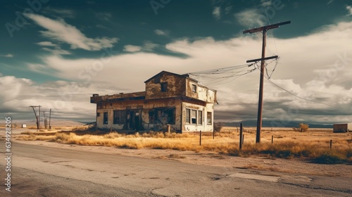 vintage photograph of abandoned town.Generative AI