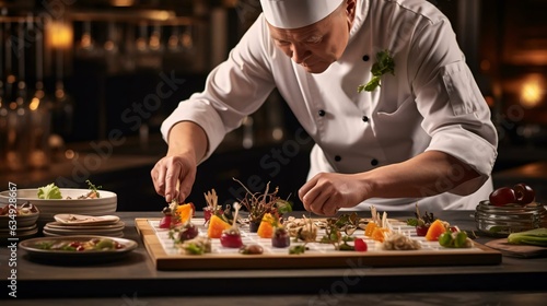 a chef preparing food on a table