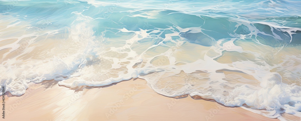 Clear ocean waves on the shoreline, open and clear sea created with AI Clear ocean waves on the shoreline, open and clear sea created with AI