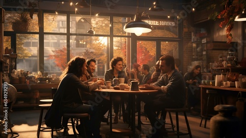 a group of people sitting at a table