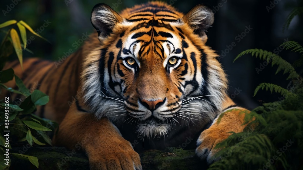 a tiger lying down a tiger lying down