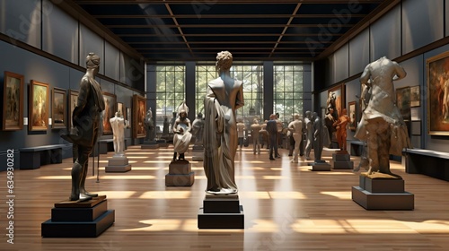 a group of statues in a museum