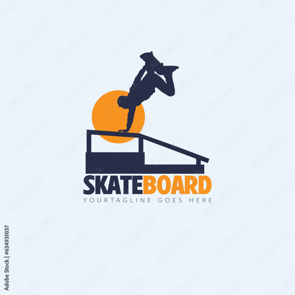 Skatevoarding logo.Skateboard activity board skate skating vector image.