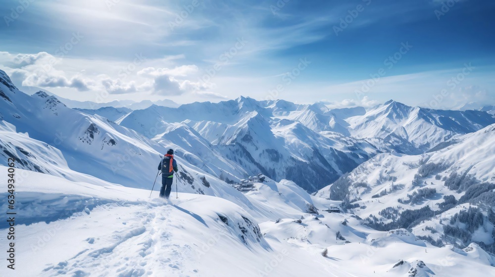 a person on skis on a snowy mountain