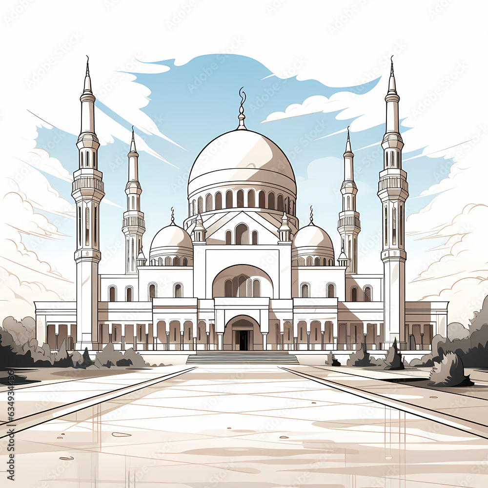 Mosque Sketch Drawing