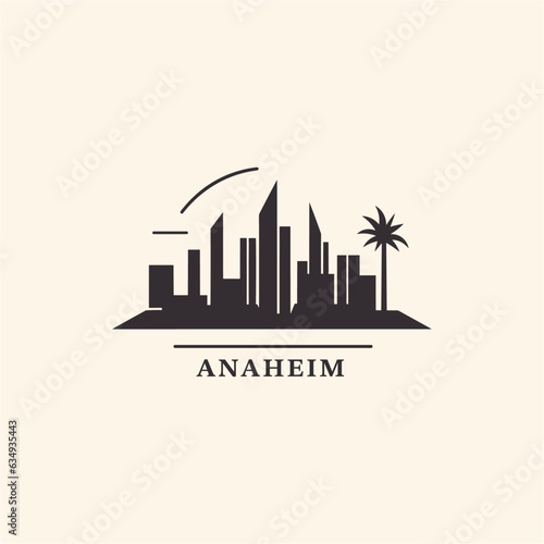USA United States of America Anaheim modern city landscape skyline logo. Panorama vector flat California state icon with abstract shapes of landmarks, skyscraper, panorama, buildings photo