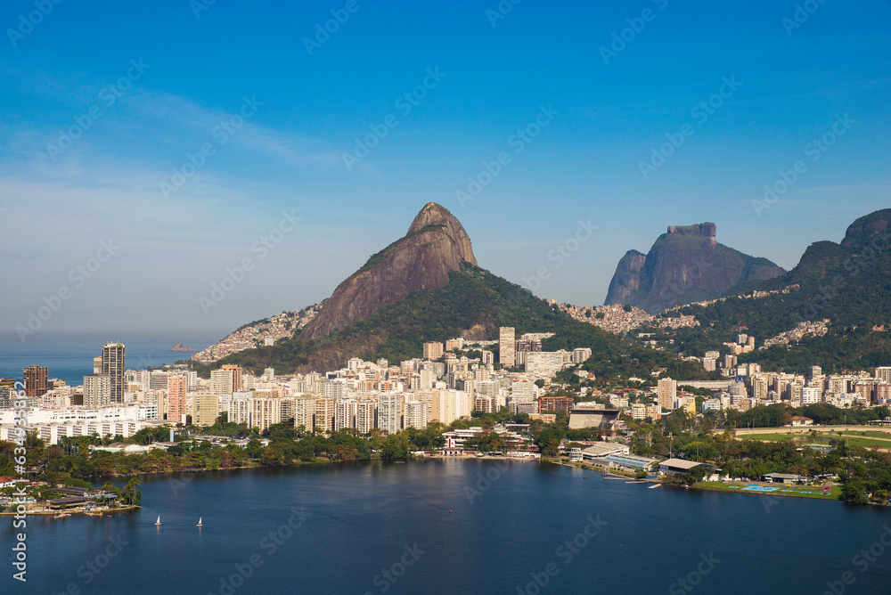 Beautiful view of Rio de Janeiro with the Lake and Mountains, Leblon and Ipanema District