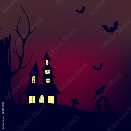 halloween background with flat design in the night © azis