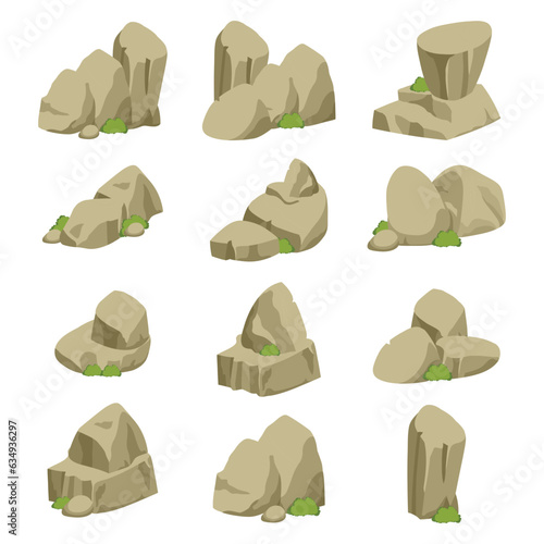 Rock stone and little buch vector