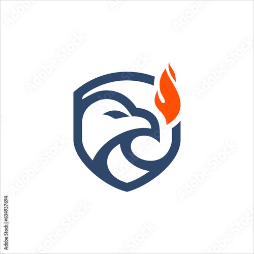 eagle fire team badge shield logo design