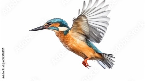 Common flying kingfisher isolated on white background Generative Ai © Lucky