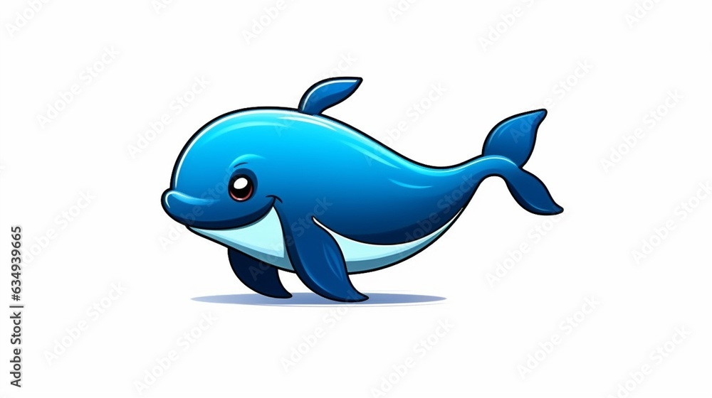 Cute simple logo little happy blue Whale spraying wate Generative Ai Cute simple logo little happy blue Whale spraying wate Generative Ai