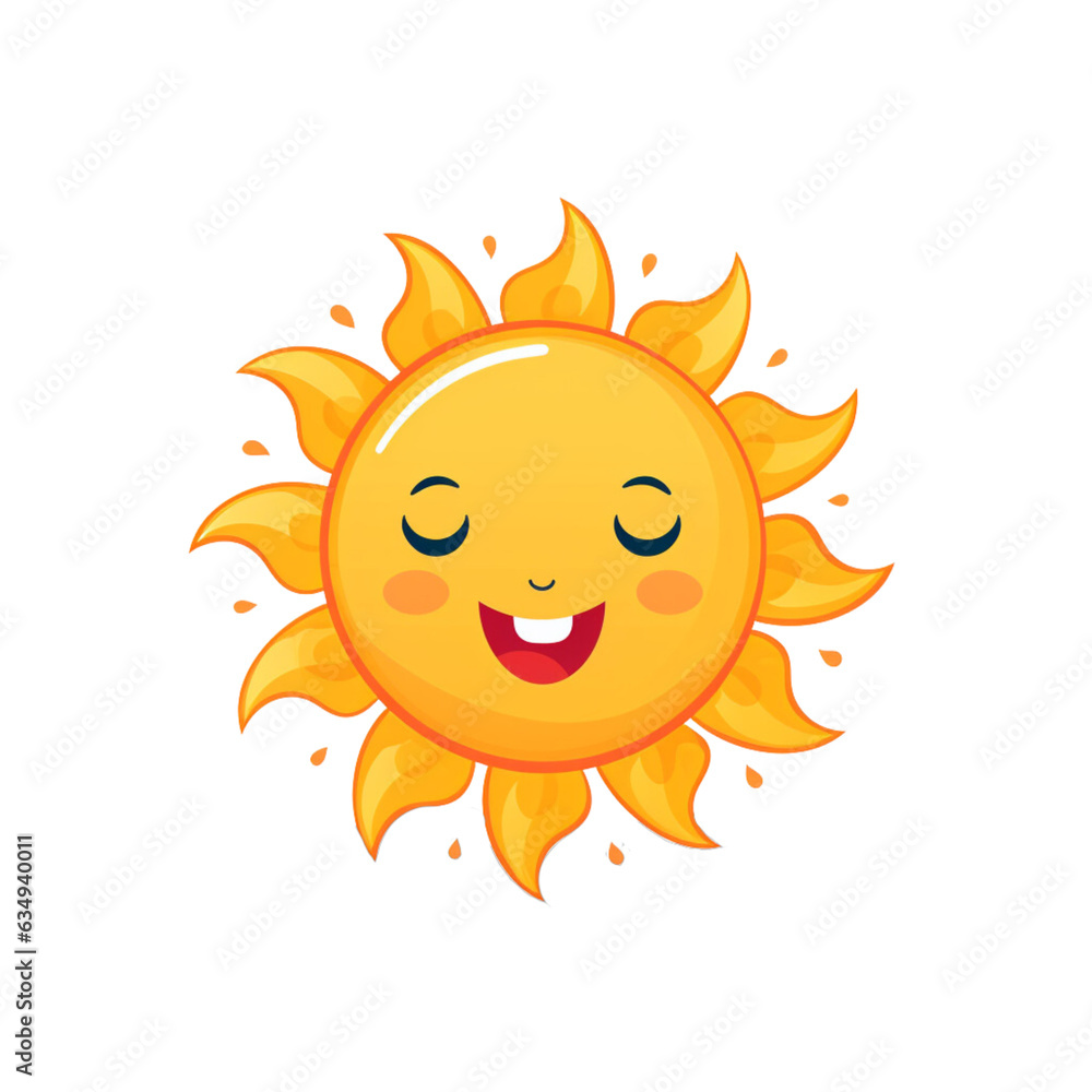 cute sun on white background. Generative AI cute sun on white background. Generative AI