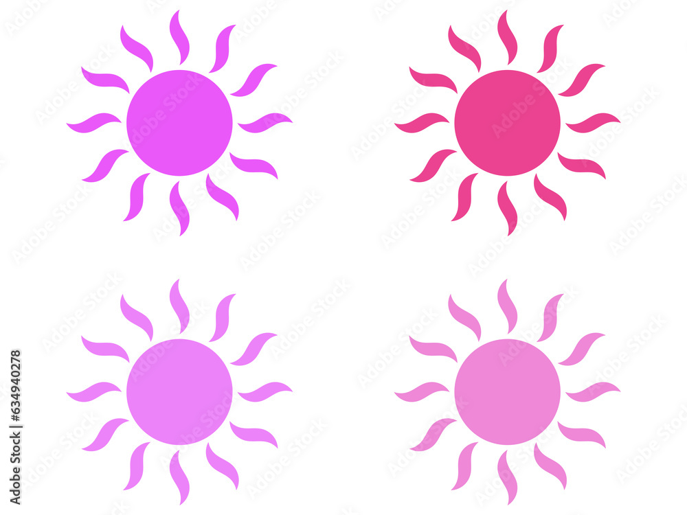 メラメラ太陽アイコンセット:ピンク メラメラ太陽アイコンセット:ピンク