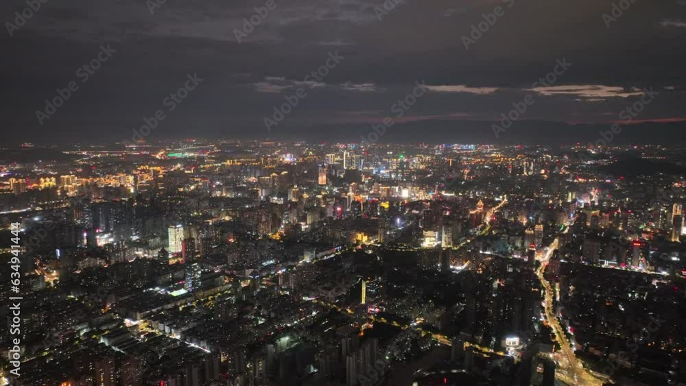 Aerial view modern city street and buildings in Fuzhou, China Aerial view modern city street and buildings in Fuzhou, China