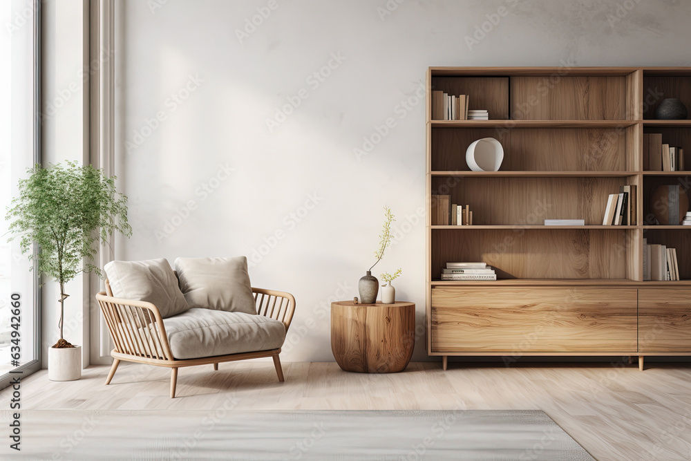 Scandinavian Collection Scandinavian minimalist design in living room with sleek wooden ...